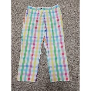 Shinesty Mens Rainbow Gingham Check Suit Pants Multicolor Party Golf 32x26.5 **
